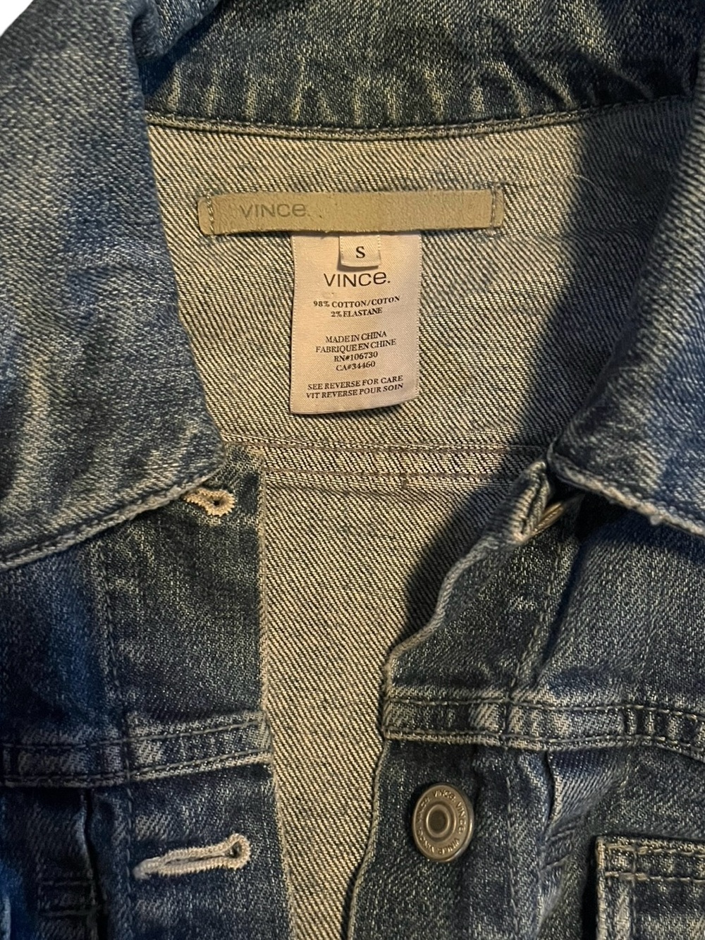 Vince Medium Wash Denim Trucker Jacket Size Small- Huge Discount! - Picture 2 of 5